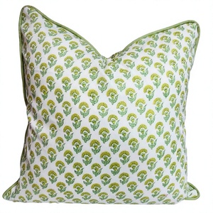 Fundas de almohada de algodón bohemio hechas a mano, cojines florales de lujo con estampado de bloque indio, cojines de rifa - Product Image 1