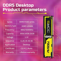Module de mémoire RAM DDR5 32 Go 4800 MHz pour ordinateur de bureau UDIMM, design vert et noir, pour jeux PC