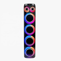 Altavoz de torre con graves potentes, cuatro altavoces de 8 pulgadas y 80W, control dual de agudos y graves, sistema de audio RGB múltiple para clubes, fiestas callejeras y karaoke