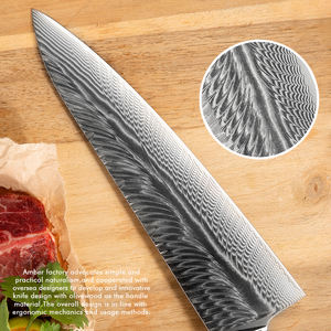 Couteau <span class=keywords><strong>ambre</strong></span> 73 couches en acier damas AUS10 set de couteaux de cuisine set professionnel japonais set de couteaux tranchants avec manche en bois d'olivier - Product Image 4