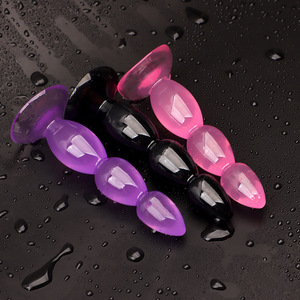 3-Bead Anal Plug <b>TPE</b> Real Touch Feeling Anal Sex Toys Black Pink Purple - Product Image 3