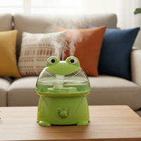 Diffuseur d'huiles essentielles ultrasonique en plastique électrique, design grenouille de dessin animé, humidificateur, humidistat, humidification rapide, faible bruit pour