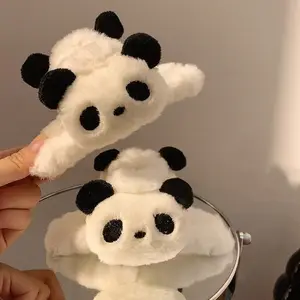 Mode Schattige Stijl Pluizige Panda Populaire Haarklauw Voor Meisjes