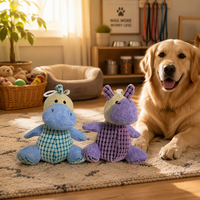 Jouet pour chien en peluche en forme d'hippopotame HUGMEI, moderne, en polyester et coton, pour nettoyer les dents