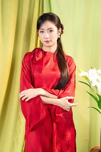 ชุดเอ้อไดผ้าไหมเวียดนามพรีเมียม ลายสัญลักษณ์อายุยืน ค้างคาว - ดีไซน์ฉลองฤดูใบไม้ผลิ พร้อมดีเทลโบว์สุดหรู KAD36 - Product Image 6