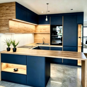 Bancone a L in Legno Massello, Moderno, per Villa Privata, <span class=keywords><strong>Dimensioni</strong></span> Personalizzabili, Vendita all'Ingrosso - Product Image 2