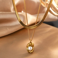 Collier de perles irrégulières empilées TZ110 pour femmes, plaqué acier inoxydable avec boucles d'oreilles en or 18 carats