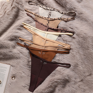 T-shirt sexy a vita bassa HANO senza cuciture, intimo oversize in seta ghiaccio con una singola laccio, perizoma sportivo ad asciugatura rapida con stampa animalier - Product Image 3