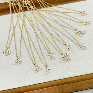 14K placcato oro zodiacale cancro oroscopo collana pendente donne alla moda 16 + 2 catena regolabile zircone fidanzamento festa di nozze - Product Image 5