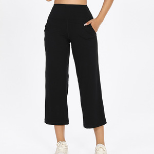 Pantalones deportivos casuales de cintura alta para gimnasio, pantalones de yoga cortos para mujer - Product Image 1