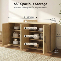 Meuble buffet OEM/ODM avec rangement, buffet latéral symétrique à arche avec étagère réglable, poignées noires, meuble TV en bois