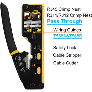 Outil à sertir <span class=keywords><strong>RJ45</strong></span> Pass Through Crimper Cutter pour Cat6 Cat5 Cat5e 8P8C Connecteur modulaire Ethernet Outil de fil tout-en-un - Product Image 3
