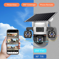 Caméras de sécurité Wifi HD 4MP, 3 objectifs, 3 écrans, zoom 10x, caméra solaire extérieure, étanche, vision nocturne, protection CCTV