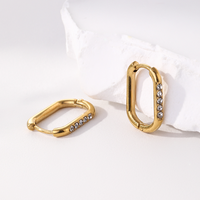 Nouveau support d'oreille étanche à la mode Style classique plaqué or 18 carats incrustation de zircon boucles d'oreilles carrées en acier inoxydable