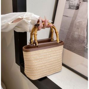 Sacs à main pour femmes, nouveaux styles, sac à main femme à bas prix en paille, avec détails en tissu noir croisé, pour <span class=keywords><strong>la</strong></span> plage, couleur beige clair - Product Image 6