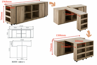 Table de table rotative en bois MDF extensible à double combinaison Table à manger pour la maison Appartement Maison Bar Bureau d'étude Support TV