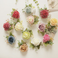 Boutonnieres Mawar Kain Buatan untuk Pernikahan, Pengantin Pria, Acara Bisnis, Aksesoris Bunga, Festival Qixi