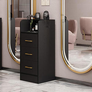 Modern European Style Metal Frame Hair Layer Cart Factory Wholesale Beauty Barber Salon <b>Trolley</b> Wood Material for Barber Shops - Product Image 1