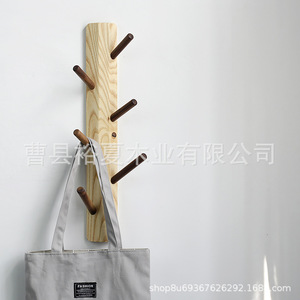 Solid Wood Coat <b>Hooks</b> Rectangle 6 <b>Hooks</b> Wall Mounted Nordic Style Easy Install Entryway Hangers - Product Image 3