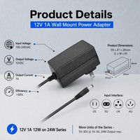 Adaptateur d'alimentation à découpage AC/DC 12V 1A pour bande lumineuse LED, caméra de vidéosurveillance, haut-parleur Bluetooth, GPS, webcam, routeur, adaptateur d'alimentation 12V 2A