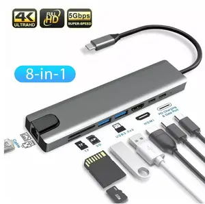 8 in 1 USB-C Hub Adapter Typ C 60hz Konverter Ethernet 3.0 USB C Multi port HUB M-149