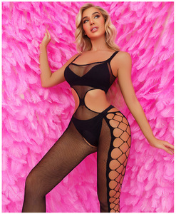 Сексуальное белье: колготки с открытой промежностью, боди-чулки, сексуальный ярко-розовый комбинезон-боди с вырезами, соблазнительный наряд - Product Image 5