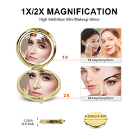 Miroir compact en métal gravé sur mesure avec grossissement double face, cadeau de maquillage de voyage de luxe pour demoiselles d'honneur et événements d'entreprise
