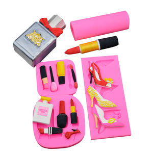 Homesun HY 4 Uds maquillaje tema silicona moldes beso lápiz labial Perfume tacones altos <span class=keywords><strong>Fondant</strong></span> pastel moldes - Product Image 4