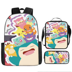 Mignon costume trois pièces dessin animé Poke Mon <span class=keywords><strong>Pikachu</strong></span> sac à dos étanche Messenger sac haute capacité porte-crayon pour étudiant <span class=keywords><strong>cartable</strong></span> - Product Image 4