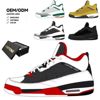 Chaussures rétro unisexes OEM ODM Designer, baskets personnalisées avec logo J4, chaussures de basket-ball et de skate confortables, douces, écologiques, printemps-hiver