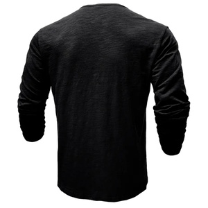 Men's <b>Long</b>-<b>Sleeved</b> O-Neck T-Shirt Casual Multi-Button Fashion Design Slim Fit Quick Dry Breathable Anti-Wrinkle <b>Base</b> <b>Layer</b> Made - Product Image 2