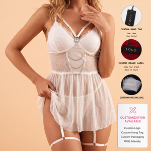 Dierlove – Nuisette élégante en dentelle blanche, lingerie sexy avec porte-jarretelles, ensemble de lingerie de mariée, nuisette douce et romantique - Product Image 1