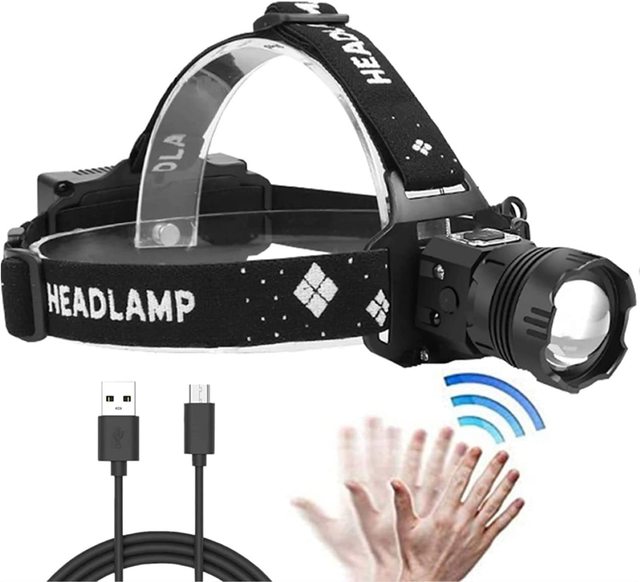 Powerful 1200 Lumen Type C XHP99 Head Torch Sensor Head Lamp Led Camping Waterproof Induction Zoom LED Headlamp Rechargeable