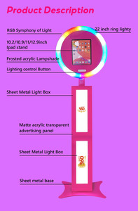 บูธถ่ายรูป iPad สีดำ/ขาว รุ่นล่าสุดปี 2026 พร้อมหน้าจอ LCD สำหรับงานแต่งงาน ขนาดปรับแต่งได้ พร้อมกล่องใส่แบบพกพา - Product Image 2