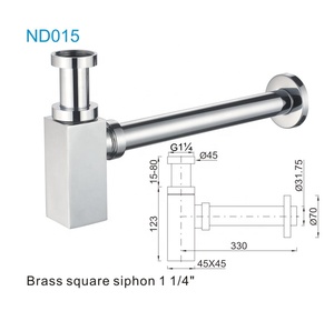 Trampa de agua de latón para lavabo de baño, sifón cuadrado para residuos, trampa para botellas, ND018 - Product Image 3
