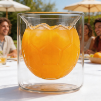 Tasses à café et à thé glacé en verre borosilicate de 250 ml (8,5 oz) en forme de ballon de football, mugs à café à double paroi en verre en forme de ballon de football