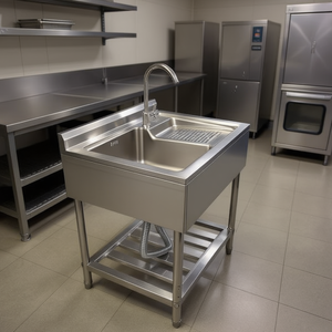 Évier de buanderie en acier inoxydable 28,3 po, autoportant, avec planche à laver à gauche et à droite, fabrication en acier pour cuisine commerciale - Product Image 2