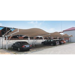 Abri de voiture en acier avec toit en arche, revêtement PVC imperméable, pour 3 voitures, design moderne, auvent de garage extérieur - Product Image 1