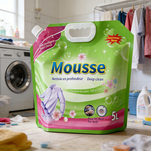 Impression sur mesure, pochette verticale robuste avec bec verseur, format 1,<span class=keywords><strong>5L</strong></span>/2,<span class=keywords><strong>5L</strong></span>/<span class=keywords><strong>5L</strong></span>/10L pour <span class=keywords><strong>lessive</strong></span> liquide/détergent - Product Image 5