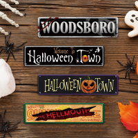 Plaque décorative en métal pour Halloween, bienvenue à Halloween Town, pour la fête, la décoration murale de la maison, thème effrayant, décoration de festival
