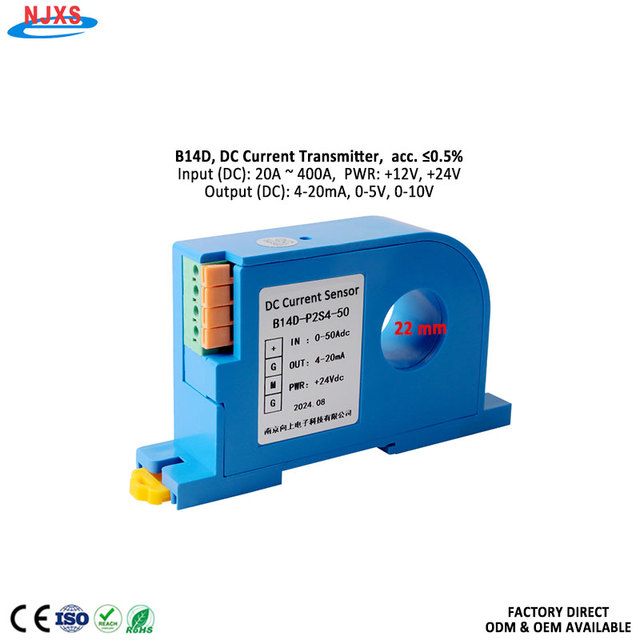 NJXSE B14A B14D 12V/24V Hall Effect Sensor Current Transmitter Module Coil Shape AC DC Current Sensor for Measurements