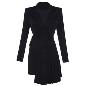 MZ18367 Venta caliente negro elegante de oficina plisado vestidos dama mujer Formal trajes para vestido de oficina - Product Image 5
