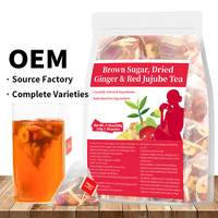 Thé au gingembre et aux jujubes rouges en mélange d'herbes naturelles, sucre brun, 20 sachets individuels, disponible en OEM/ODM