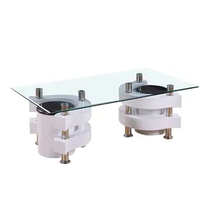 Mesa de centro de plexiglás extensible en color blanco y negro, elegante mesa de centro con ahorro de espacio de Dubái, muestra gratis