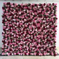 Handgefertigte 2,4m x 2,4m Rote Künstliche Seiden-Blumenwand Hintergrund Künstliche Seidenrosen-Blumenwand für Hochzeitsdekoration
