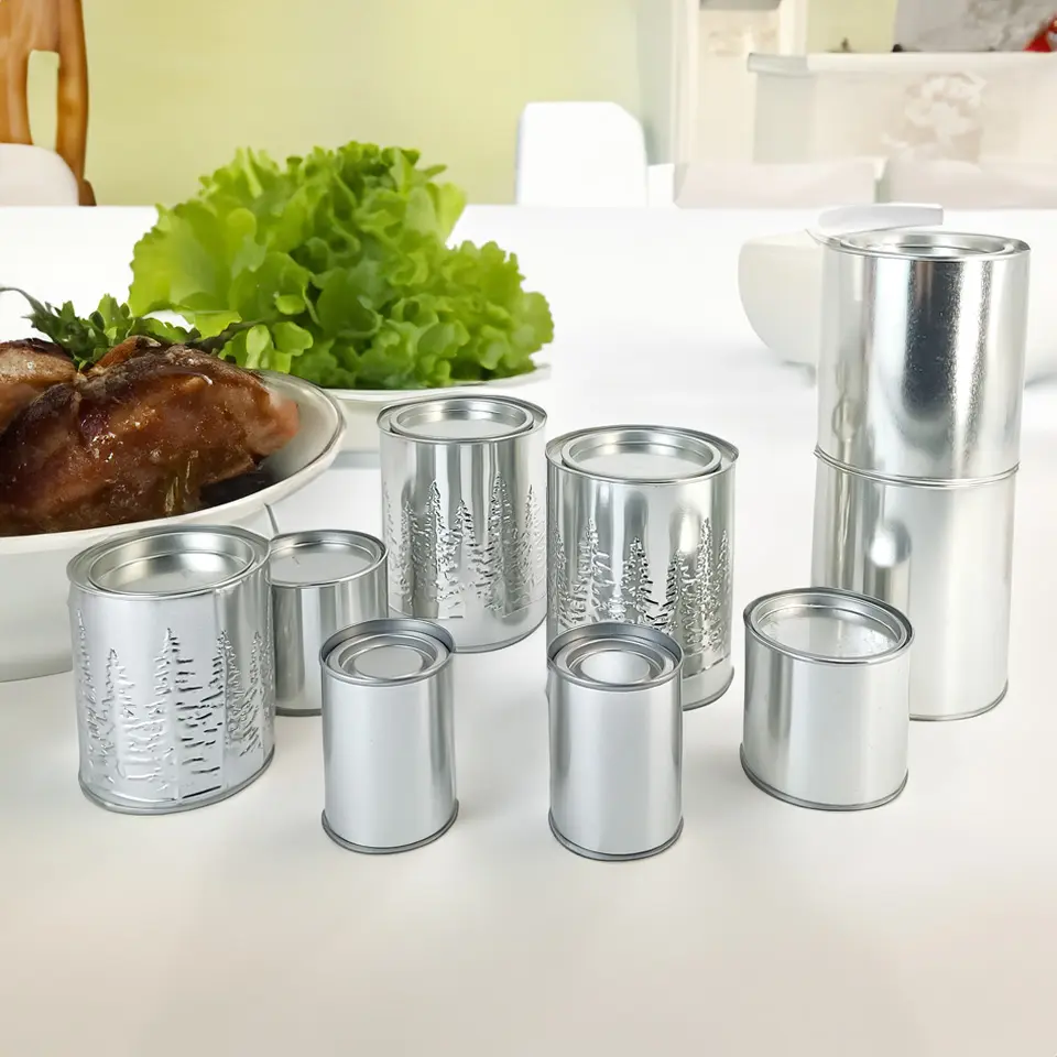 JYB wholesale sliver 50ml-1500ml Empty round Metal Tin Cans tinplate container For food Packaging storage