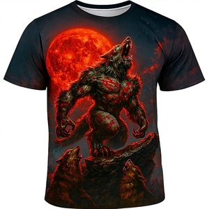 QTAGTESS T-shirt vintage divertente con grafica di animali <span class=keywords><strong>lupo</strong></span>, maglietta girocollo a maniche corte - Product Image 1