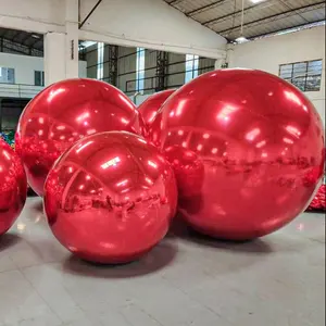 Giant Event Decoration Silver / Colorful PVC Floating Sphere Mirror Balloon Disco Shinny Inflatable Mirror Ball