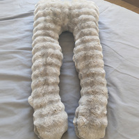 Oreiller de grossesse en forme de U pour l'hiver, en fausse fourrure de lapin, oreiller de maternité et d'allaitement pour dormir, soutien complet du corps