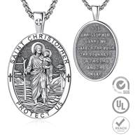 Merryshine Pendentif Amulette Religieux en Laiton Jésus Saint Christophe, Bijou de Protection Chrétien Catholique